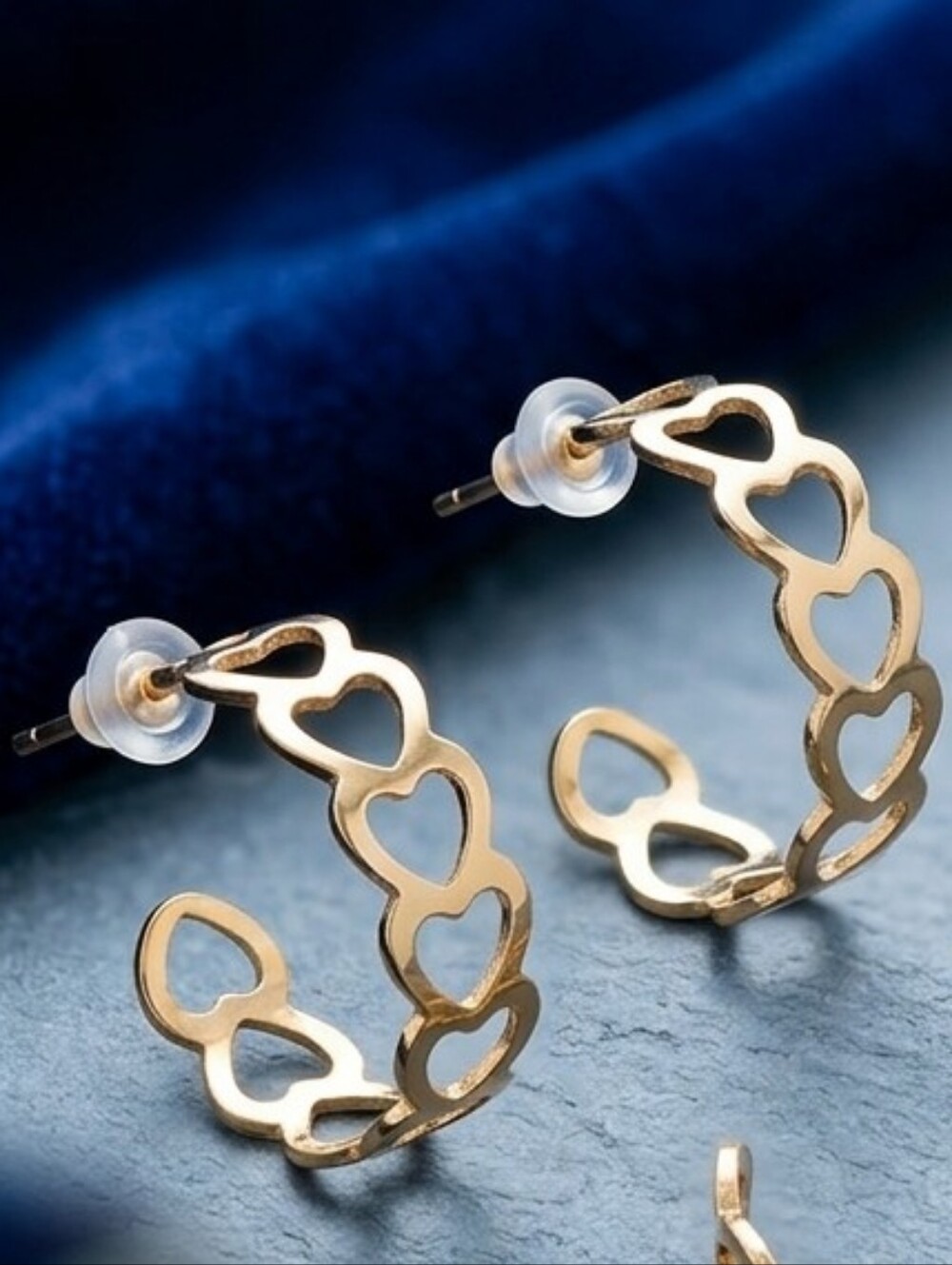 Gold Heart Link Hoop Earrings - Women Jewelry